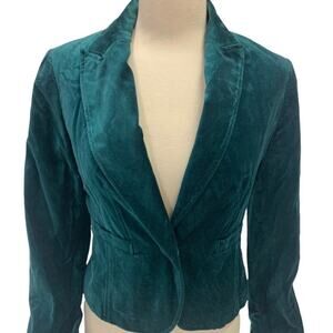 Worthington Velvet single breasted lined blazer emerald green holiday fall 16